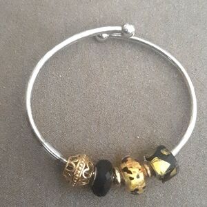 Sterling silver charm bracelet with 4 charms